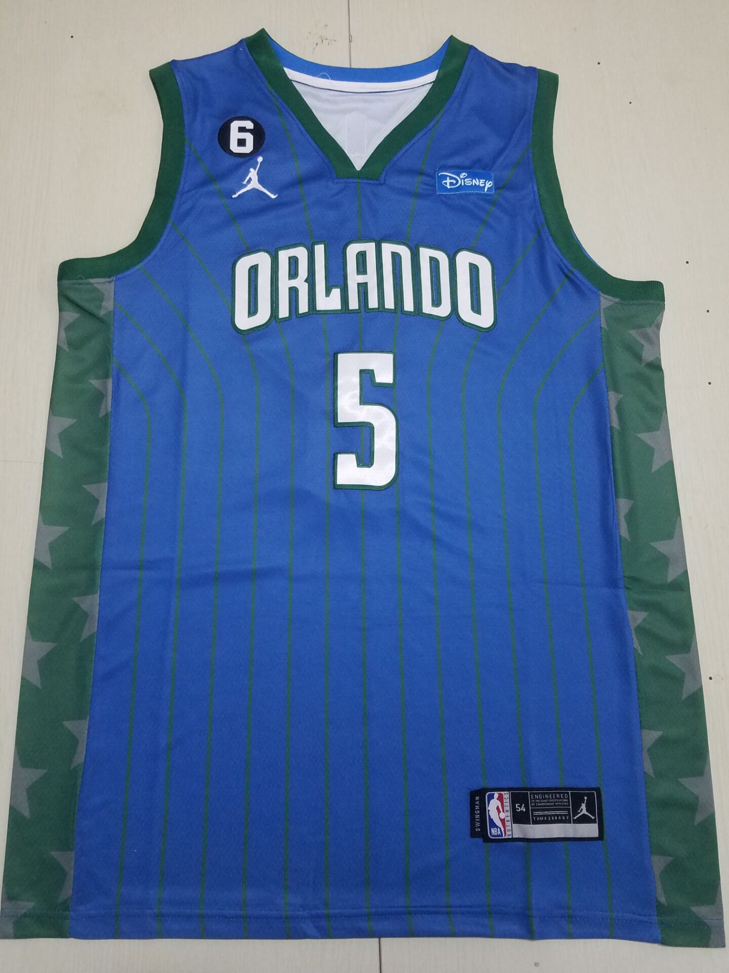 Men Orlando Magic #5 Banchero Blue Stripe Declaratory Edition 2022 NBA Jersey